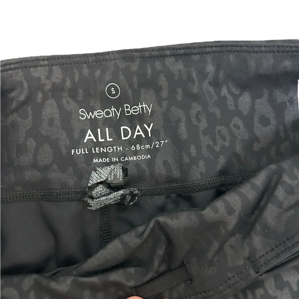 Sweaty Betty All Day Leggings Black Animal Print Full Length Power Sz S